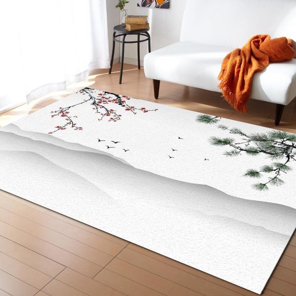 

carpets plum blossom flowers branches ink painting printed floor mat door mats lounge rug kids carpet living room bedroom home decor