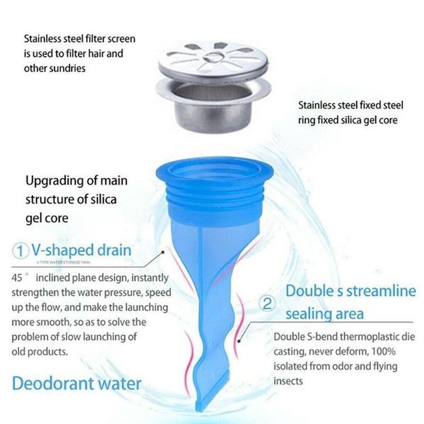 

other bath & toilet supplies stainless steel silicone kitchen strainer bathroom pipe sewer drainer anti-odor pest control floor cover drain
