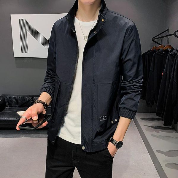 

men's jackets color changing fabric fashion casual jacket youth stand collar coat, Black;brown