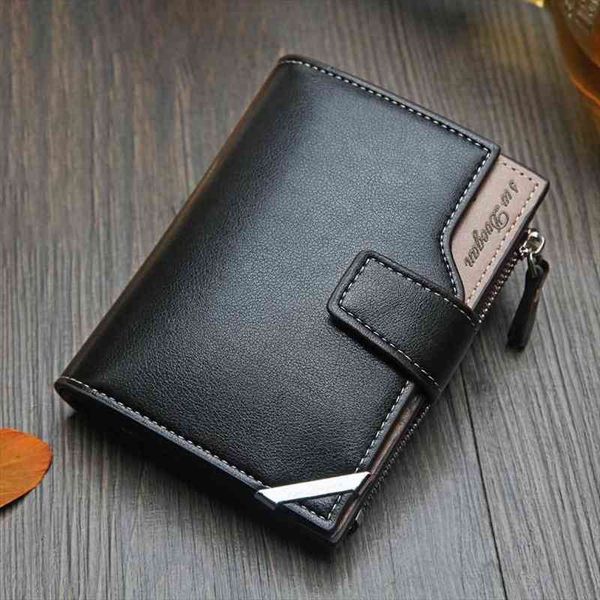 

korean casual mens wallet short vertical locomotive british multi function card bag zipper buckle triangle folding, Red;black