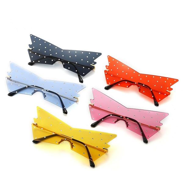 

sunglasses 2021 rimless cat eye men women pink black lens vintage sun glasses female uv400 gafas for, White;black