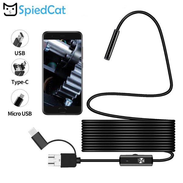

mini cameras microusb type-c windows computer 7mm lens 3in1 1/2/3.5/5m soft cable snake borescope tube inspection