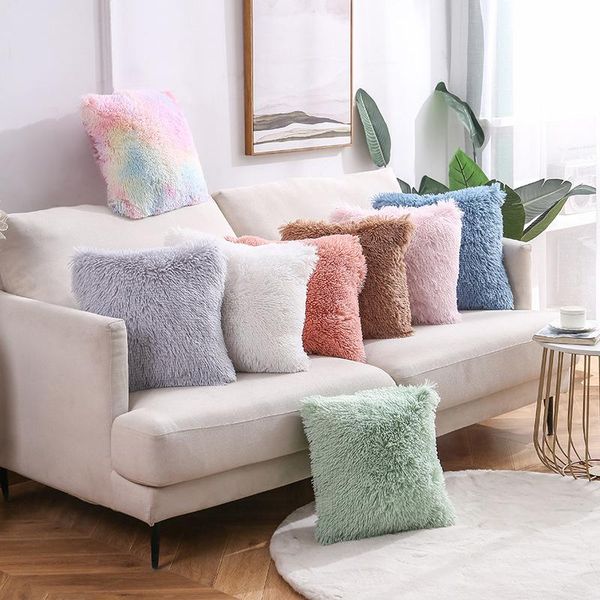 

cushion/decorative pillow solid plush throw cushion cover hugs outdoor garden office sofa flocked cushions home decor pillowcase pillowcover
