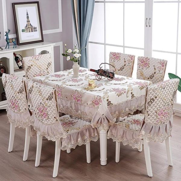 

table cloth retro european home decor tablecloth set non slip chair cushion kitchen cover banquet wedding dust-proof rectangle c