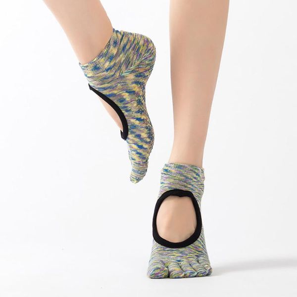

anti-slip full toe halter yoga socks breathable durable sweat-absorbent ballet printed soft shockproof sports, Black