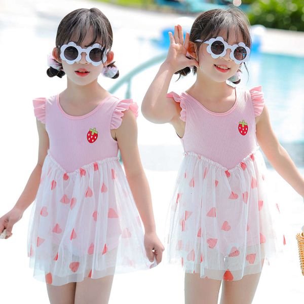 

children's one piece swimsuit girl's gauze skirt 2-6 years old girl middle school children cute fashion princess style nt866201, Blue