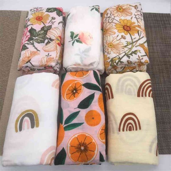 

bamboo baby blankets born infant wrap cotton swaddle muslin 120*120cm 210823
