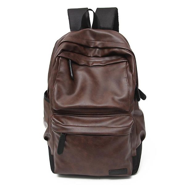 

backpack 2021 men's waterproof leather school bags large capacity backpacks casual lapbag pack solid travel back