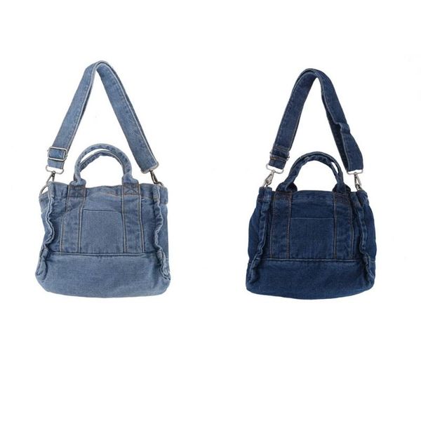 

duffel bags multifunction pocket soft denim shoulder handbag with pouch women retro travel zipper closure bag stylish convenient 1pc