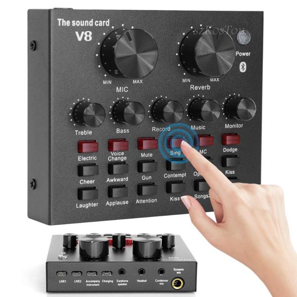 

sound cards v8 audio usb external card headset microphone webcast personal live broadcast for phone computer