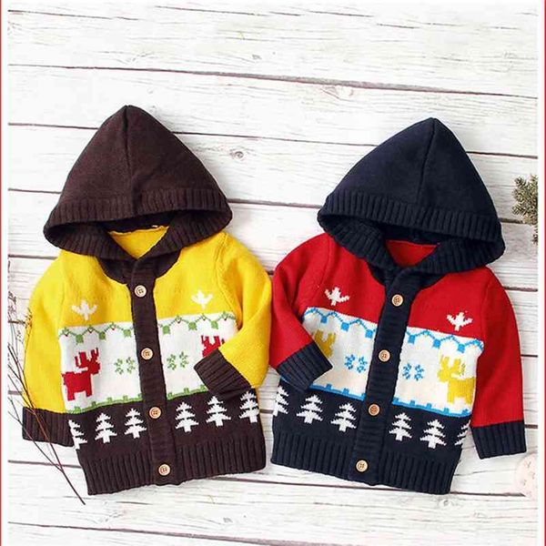 Осень зима ребёнок мальчики девочек мультфильм с капюшоном куртка наряды рождения теплый детский свитер младенческих детей кардиган пальто 210521
