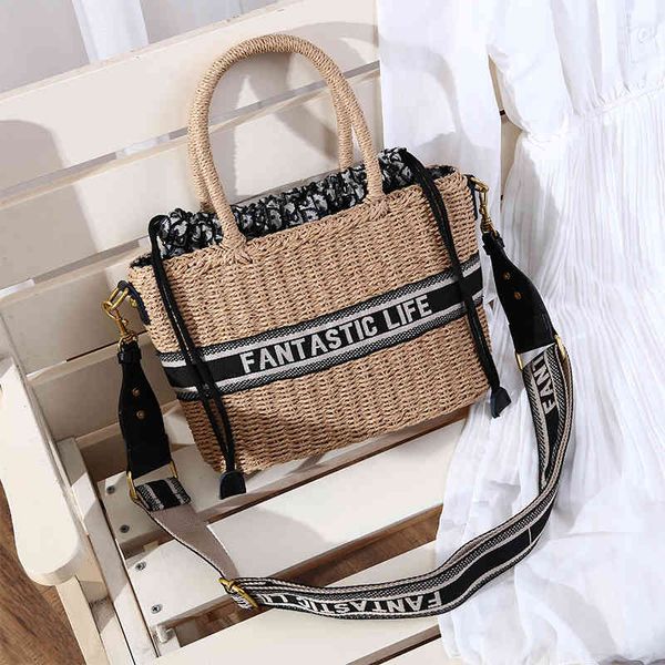 

luxury herme handbags and storage 2021 new d family letter woven portable vegetable basket one shoulder cross french han