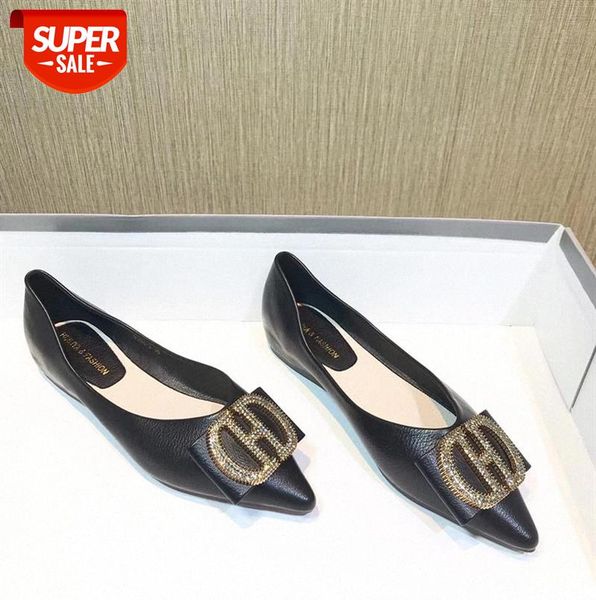 

single shoes women flat heel pointed casual korean mary jane 9366-3 #hb5b, Black
