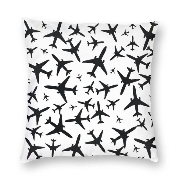

cushion/decorative pillow vibrant random airplanes pattern square throw cover decoration 3d print aviation fighter pilot cushion for car