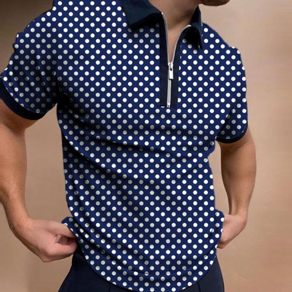 Men's Polos Verão Homens Camisa Manga Curta Manga Solta Zíper Cor Combinando Roupas Luxo Masculino Camisetas Top U.S. Yards