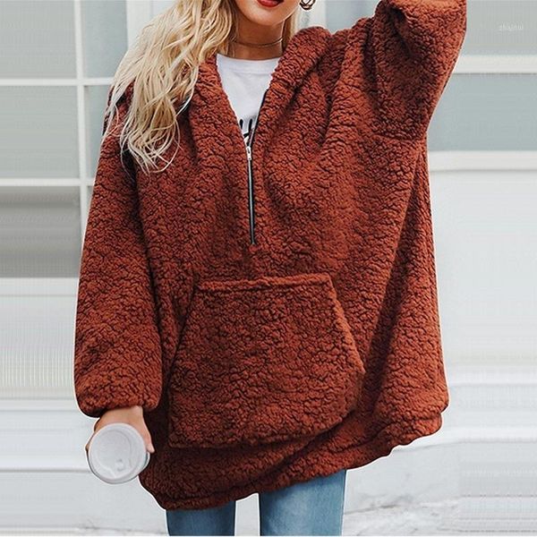

women's sweaters plus size hooded women 2021 high street oversized fashion thick warm teddy pullovers jumpers fall winter clothes, White;black