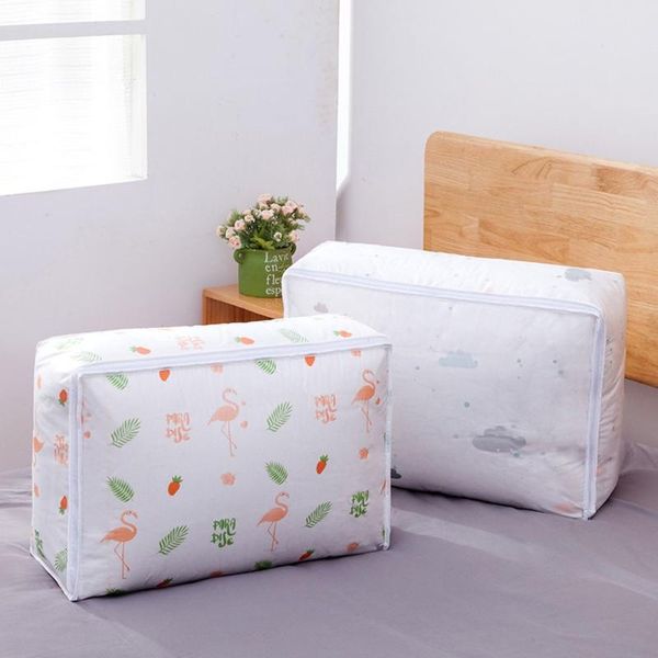 

clothing & wardrobe storage foldable quilt bags cartoon printed clothes pillow blanket bag dust waterproof travel luggage organizer