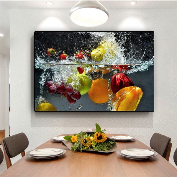 Imagem abstrata de tamanho grande pôster de frutas arte de parede pintura em tela hd impressão para decoração de restaurante e cozinha sem moldura