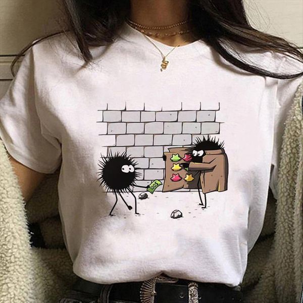

studio ghibli spirited away men t shirts hayao miyazaki kawaii print and women harajuku aesthetic white anime, White;black