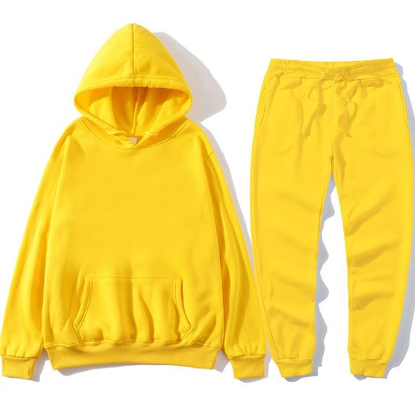 

men's and women's casual wear suit sportswear solid color pullover + pants autumn winter fashion hoodies & sweatshirts, Black