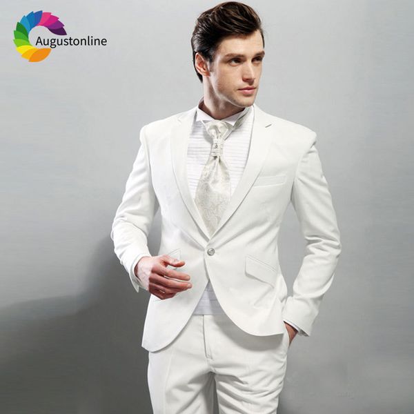 

men's suits & blazers vintage white men for wedding custom made groom tuxedos slim fit groomsmen suit 2 piece man blazer jacket pa, White;black
