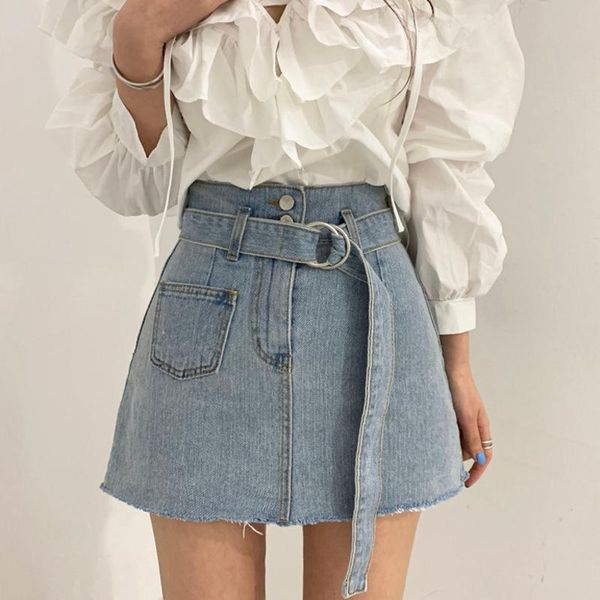 

alien kitty 2021 fashion mini skirts women vintage solid denim a-line high waist pencil bodycon skirt female, Black