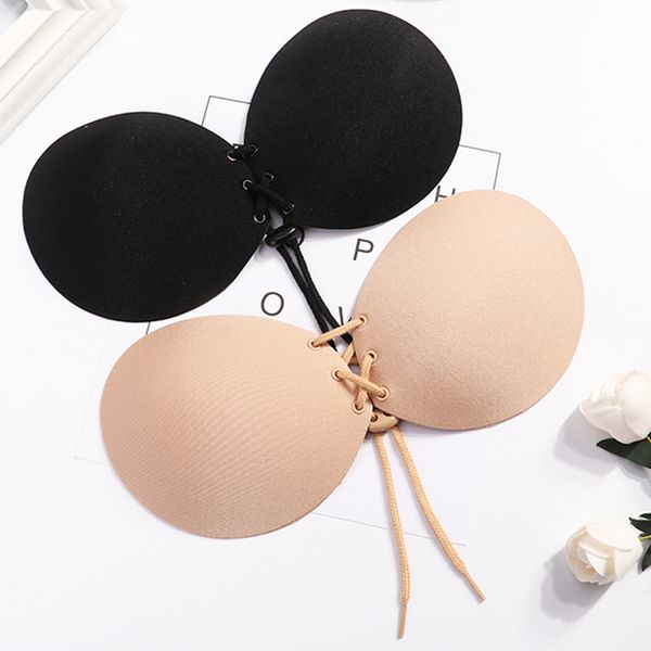

women invisible bra super push up seamless self-adhesive sticky wedding party front strapless a b c d cup fly, Black;white