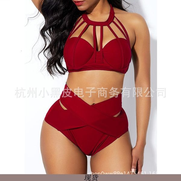 

pleated large sport high waist covered women bikini swimsuit, Red;black