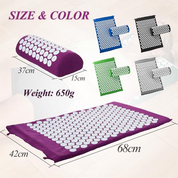 

yoga mats non-slip acupressure cushion massage mat body pain spike fitness pilates exercise pillow gift bag applicator kuznetsov
