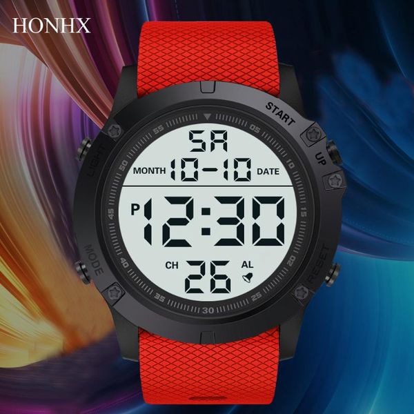 

wristwatches men's waterproof electronic digital watch led display large dial watches hourly timing fashion silicone band, Slivery;brown