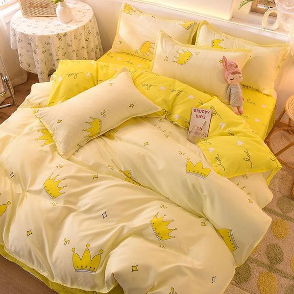

bedding sets lovely cartoons thin bedroom dormitory set non-slip 1pcs quilt cover+1pcs bed skirt+2 pillowcase king/ size j8250