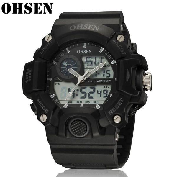 

wristwatches ohsen men sports military watch 50m waterproof wristwatch led quartz clock outdoor sport fashion watches relogio masculino, Slivery;brown