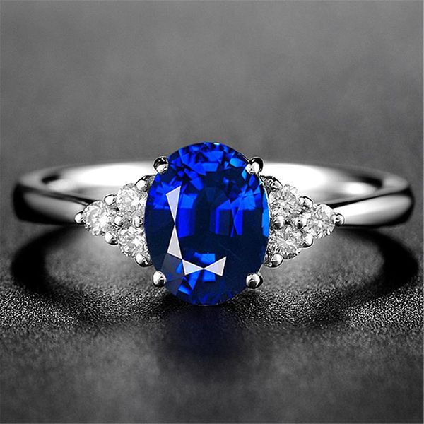 

wedding rings cubic zirconia crystals for women classic blue sapphire tanzanite gemstone finger charms engagement jewelry, Slivery;golden