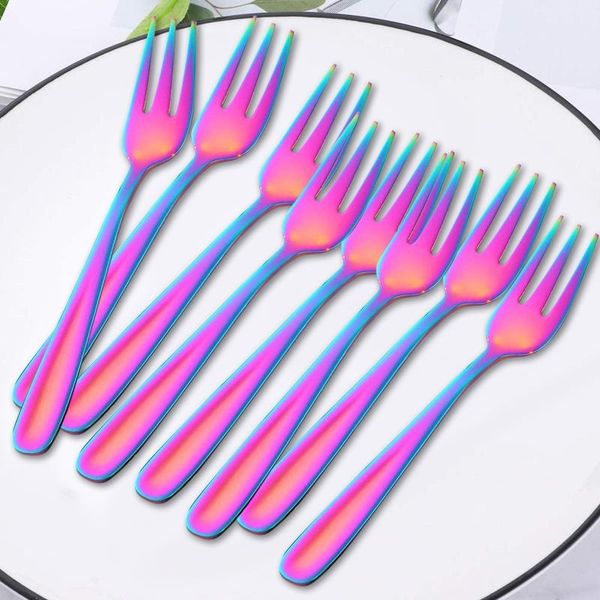 

forks 8pc mini fruit fork home set stainless steel moon cake cheese dessert european luxury small c50
