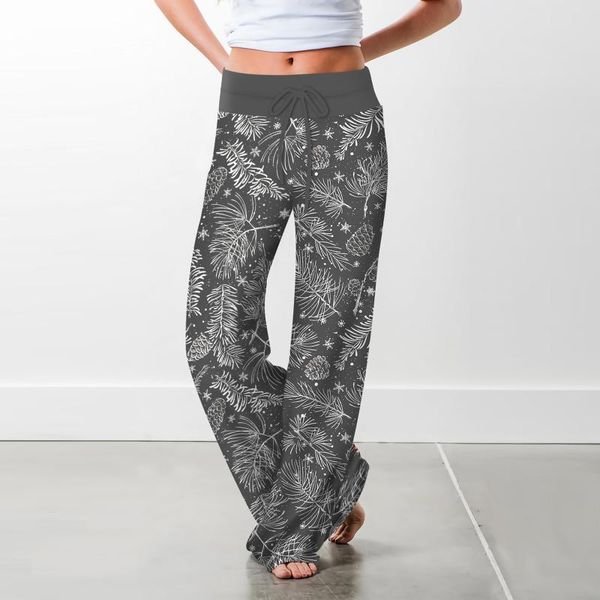 

women's pants & capris 45# trousers sweatpants christmas print bandage high waist durable joggers wide leg pant spring casual plus size, Black;white
