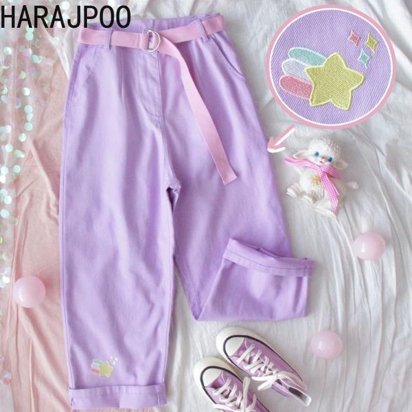 

women's pants & capris harajpoo women japanese purple wide leg girl high waist loose harajuku soft casual korean y2k kawaii trousers, Black;white
