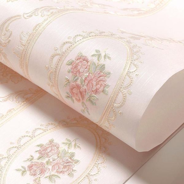 

wallpapers wallpaper warm pink vertical stripes thick living room bedroom 3d european pastoral non-woven tv background wall