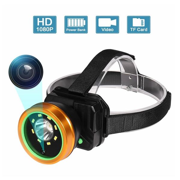 

mini cameras led headlamp headlight waterproof super bright outdoor sport video recorder camera for climbing, camping, walking, caving, fish