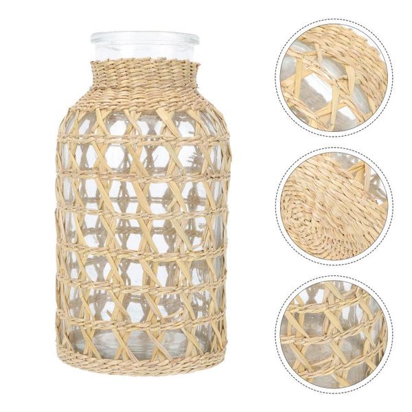 

decorative flowers & wreaths 1pc woven glass vase dried flower container household adornment