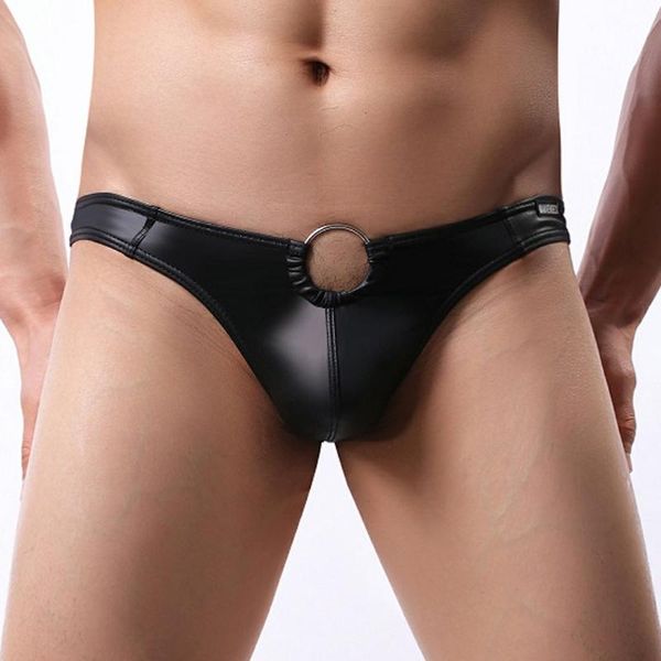 

underpants gay men pu leather brief underwear black panties male -2xl, Black;white