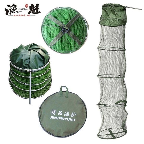 

fishing accessories 5 layers folding care creel tackle net nylon foldable crab fish trap cast network