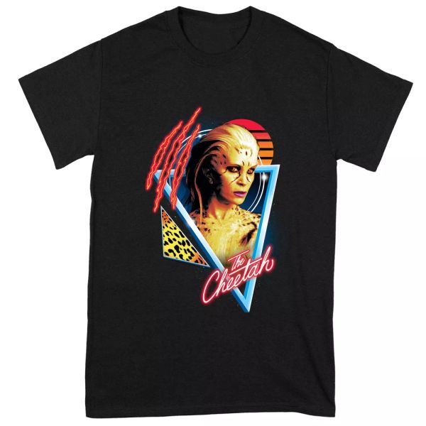 

wonder woman 84 retro cheetah design licensed men t-shirt, White;black