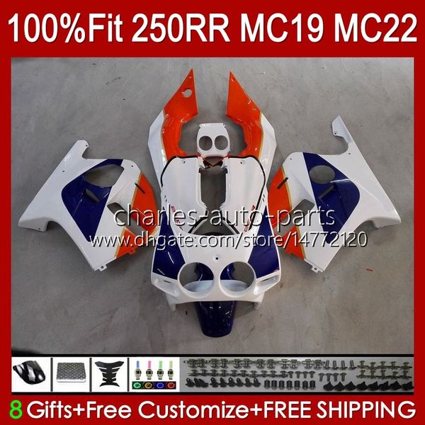 Honda CBR 250RR için Enjeksiyon Kalıp Kuramları 250RR 250CC 1988-1989 Bodys 112HC.130 CBR250 RR CC 1988 1989 MC19 88-89 CBR250RR 88 89 OEM Tam Kiti Mavi Beyaz