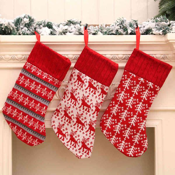 

christmas new knitted socks gift bag decorations pendant