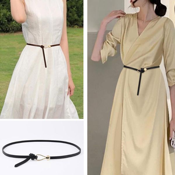 

casual brand women belts thin golden buckle pu leather strap for dress trousers luxury black ladies female designer waistband, Black;brown