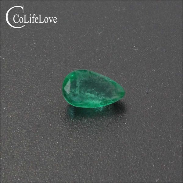 Apenas uma peça pêra cortada esmeralda solta pedras preciosas para anel de casamento 0.45 ct 3,7 mm * 6,3 mm Real Zâmbia Natural Emerald H1015