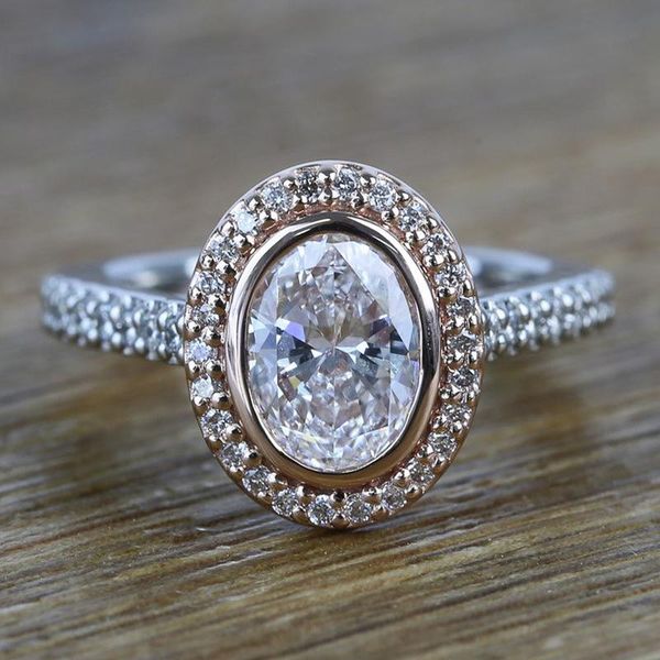 

wedding rings huitan cute oval cubic zirconia for women simple stylish accessories fashion versatile female party jewelry gift, Slivery;golden