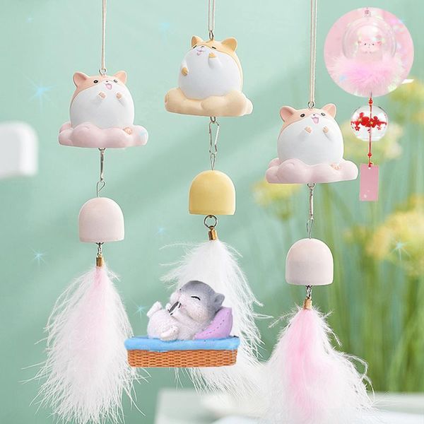 

decorative objects & figurines hamster wind chimes cherry blossom japanese cute home decoration resin girl gift confession wishes christmas