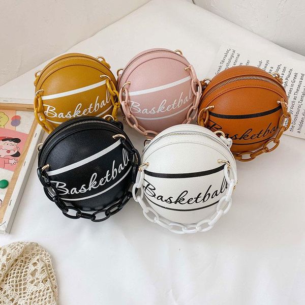 

evening bags 1pcs ball purses for teenagers women shoulder crossbody chain hand personality female leather pink basketball bag