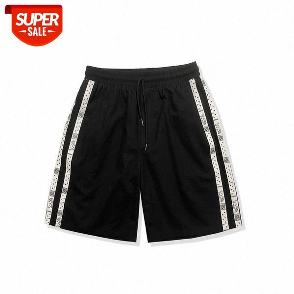 

striped cashew print loose oversize shorts casual pants version men's #k80r, Black